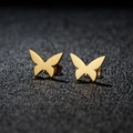 Minimalist golden stainless steel butterfly stud earrings with matte brushed finish - 270 Gold