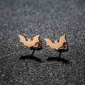 Boucles d'oreilles chauve-souris en acier inoxydable or rose avec finition polie - Forme de Chauve-souris (388) / Or rose