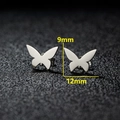 Minimalist silver butterfly stud earrings in polished stainless steel, 12mm width size - 270 Steel Color