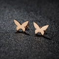 Elegant rose gold butterfly stud earrings made of stainless steel on black background - 270 Rose Gold