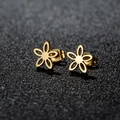 Elegante 18k vergulde roestvrijstalen oorknopjes met een verfijnd bloemontwerp - Vijfbladige Bloem (154) / Goud