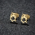 Minimalist gold-plated stainless steel owl stud earrings with intricate hollow-out design - 272 Gold