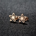 Elegante 18k roségoud vergulde holle bloem oorknopjes van roestvrij staal voor dames - Vijfbladige Bloem (154) / Roségoud