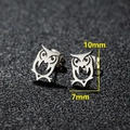 Pair of silver stainless steel owl stud earrings measuring 10mm high and 7mm wide - 272 Steel Color
