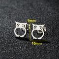 Minimalist silver owl stud earrings in stainless steel with 9mm by 10mm dimensions - 273 Steel Color