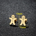 Boucles d'oreilles bonhomme de pain d'épice dorées en acier avec motif découpé - Bonhomme de Pain d'Épices (399) / Or
