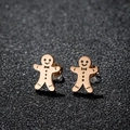 Boucles d'oreilles bonhomme de pain d'épice en acier inoxydable rose doré pour Noël - Bonhomme de Pain d'Épices (399) / Or rose