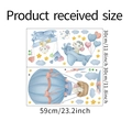Detailed dimension guide for elephant wall stickers with airplane and hot air balloon - 30*59cm*2