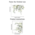 Detail view of tropical leaf wall sticker showing adhesive layout and finished size dimensions - Green Plant Floral Style (M-199)