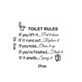 Vista detallada del vinilo Toilet Rules que muestra dimensiones de 29 cm de ancho y 26,5 cm de alto - 26.5*29cm
