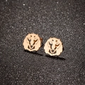 Fashionable gold lion head stud earrings with intricate hollow design for women - Lion Head Shape (687) / Rose Gold