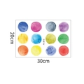 Detailweergave van 12 kleurrijke aquarel stip muurstickers voor de kinderkamer - Aquarel Stippen (FX-B10印) / 20x30cm