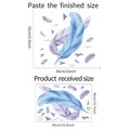 Detail showing layout and dimensions of lavender feather wall stickers for home decor - 40x60cm Layout (LD64076)