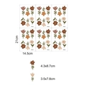 Tableau des tailles détaillé pour stickers muraux fleurs Morandi au style de forêt minimaliste - Ensemble Floral Frais (YM043) / 14.5x21cmx6 Feuilles