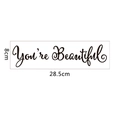 Macro detail of 'You're Beautiful' wall sticker with precise dimensions 28.5 x 8 cm - 8*25.8cm/You're Beautiful Artistic Font (FX1101印)
