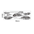 Detail view of black feather wall stickers with bohemian patterns in 30x90cm dimensions - 30x90cm Layout (FX-D66)