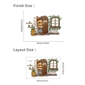 Detailed wall sticker layout showing cute rabbit home illustrations and dimensions - 19.5x31cm