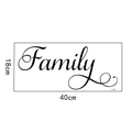 Détail du sticker mural Family avec dimensions 40x18cm et lettrage cursif noir élégant - 18*40cm (J-032印)