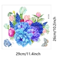 Detailansicht der Wandaufkleber mit tropischen Blumen und Schmetterlingen 29cm x 26cm - Aquarell Blumen-Schmetterlings-Stil (M-236)