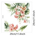 Vista detallada de adhesivos de flores tropicales en acuarela con medidas de 29x29 cm - Estilo de Flor Tropical (M-244)