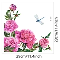 Détail de l'autocollant fleurs de pivoine rose et libellule avec dimensions 29cm - Style Pivoine Rose Et Libellule (M-245) / 29cmx29cm