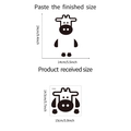 Detailed size chart showing the 24cm x 14cm finished cow wall sticker layout and product sheet - 14.5x15cm / Cartoon Cow Style (SY803)