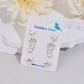 Lot de 4 paires de boucles d'oreilles en acier inoxydable avec motifs chien et cœur sur carte - Acier