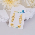 Set de 4 paires de boucles d'oreilles en acier doré, motifs cœur et patte - Or