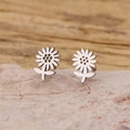 Ohrstecker aus poliertem Edelstahl mit Sonnenblumen-Mandala-Design für Damen - 901 Silber (Sonnenblume)