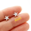 Minimalist 4mm stainless steel star stud earrings in silver finish for women - 4mm / Steel
