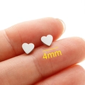 Minimalist 4mm silver heart stud earrings with brushed stainless steel finish - Small Style / Steel