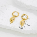 Polished gold stainless steel hoop earrings featuring fairy and moon silhouette charms - Gold Fairy