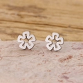 Französischer Luxus unregelmäßige Blumenohrstecker aus poliertem Edelstahl für Damen - 897 Silber (Mandala)