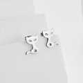 Pendientes de zorro de dibujos animados en acero inoxidable pulido con detalles de estrella - Color acero