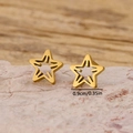 Minimalist gold star stud earrings for women with hollow geometric 0.9cm star design - Hollow Star Style (898) / Gold
