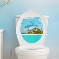 Détail de l'autocollant étanche en PVC pour abattant de WC avec paysage d'île tropicale - Paysage d'Île Tropicale (M-157) / 29x34cm