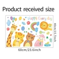 Detail von Wandstickern mit Cartoon-Giraffe, Löwe und Bär mit Ballons und Wolken - 40x60cm