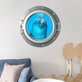 3D porthole wall decal featuring a dolphin swimming in blue ocean for home decor - Single Dolphin Front Close-up Style (CH-X063) / 35x35cm