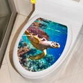 Detail of 3D ocean toilet lid sticker with realistic sea turtle and coral reef scene - 3D HD Ocean Turtle (M-163) / 29x34cm