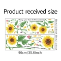 Detail showing 90x60cm sunflower wall decal dimensions with inspirational quote - 30*90CM*2 Layout