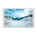 Macro detail of a 3D window wall sticker featuring a snow mountain landscape design - Magnificent Snowy Mountain Landscape (JC057)