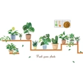 Pegatinas de pared nórdicas con plantas verdes frescas en maceta y estante de madera - 30*90cm*2
