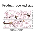 Detail showing 30x90cm plum blossom and bird wall decal sheets with dimensions - 90x30cm