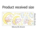 Detailblatt zeigt 90cm x 39cm Layout für Cartoon-Hasen und Mond Wandaufkleber - Hase Mond Wolke Stil (LD94018) / Großes Layout