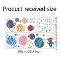 Detailed sheet view of space animals wall decals with planetary motifs and dimensions - Cartoon Space Animals / 30x90cm x 2 Sheets Layout