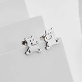 Minimalistische silberne Ochsen-Ohrstecker aus Edelstahl mit süßem Tiermotiv - Stahlfarben
