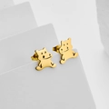 Minimalistische goldene Ochsen-Ohrstecker aus poliertem Edelstahl für Frauen und Mädchen - Gold