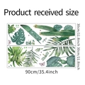 Detail view of tropical leaf wall decals set with product dimensions and insect patterns - 30*90CM Layout