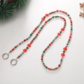 Cordino per cellulare a tema natalizio con perline Heishi rosse e verdi e cuori - Stile a Righe in Argilla Polimerica Rosso Verde Bianco(K2144)