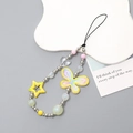 Handgemalte Schmetterling-Handykette mit bunten Perlen und Acryl-Sternenanhänger - Gelber Schmetterling Stil (K2236) - Ausverkauf